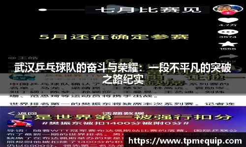 武汉乒乓球队的奋斗与荣耀：一段不平凡的突破之路纪实